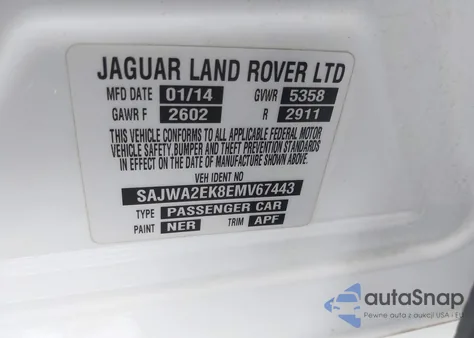 2014 Jaguar Xj Xjr Lwb из США, поврежденный, VIN SAJWA2EK8EMV67443